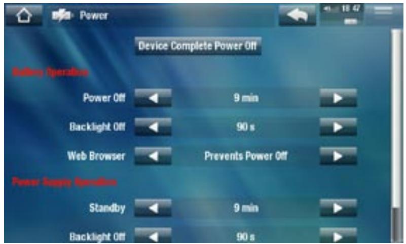 ARCHOS 3G PLUS - PARAMÈTRES POWER [ALIMENTATION] - 1