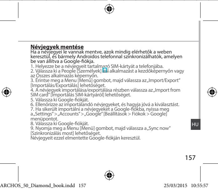 ARCHOS 50 DIAMOND - Adatok szinkronizalasa - 3
