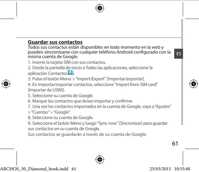 ARCHOS 50 DIAMOND - Información sobre sincronización - 3