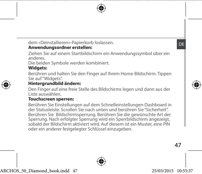 ARCHOS 50 DIAMOND - Ein Element deinstallieren: - 3