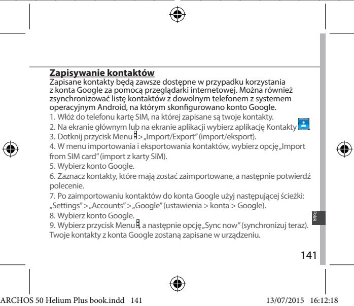 ARCHOS 50 HELIUM PLUS - Synchronizacja danych - 3