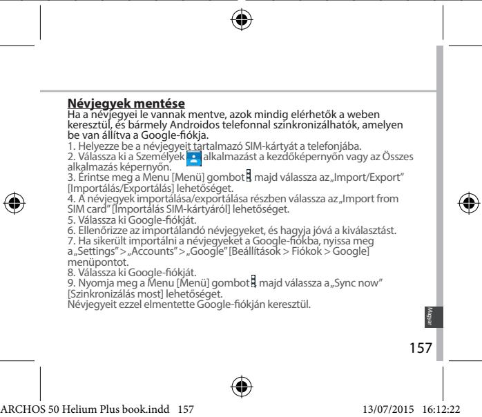 ARCHOS 50 HELIUM PLUS - Adatok szinkronizalasa - 3