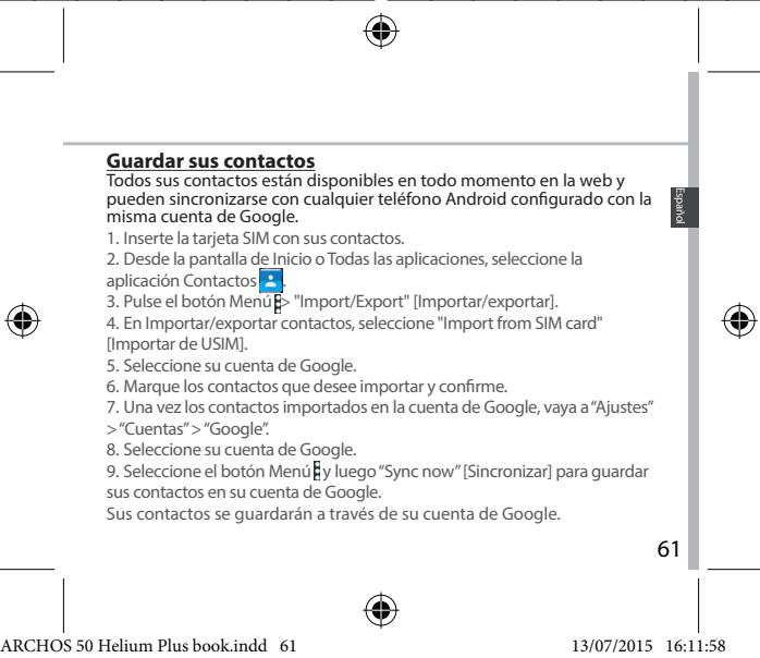 ARCHOS 50 HELIUM PLUS - Información sobre sincronización - 3