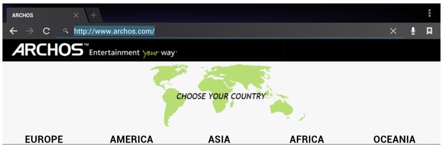 ARCHOS http://www.archos.com/ ARCHOS™ Entertainment your way CHOOSE YOUR COUNTRY EUROPE AMERICA ASIA AFRICA OCEANIA