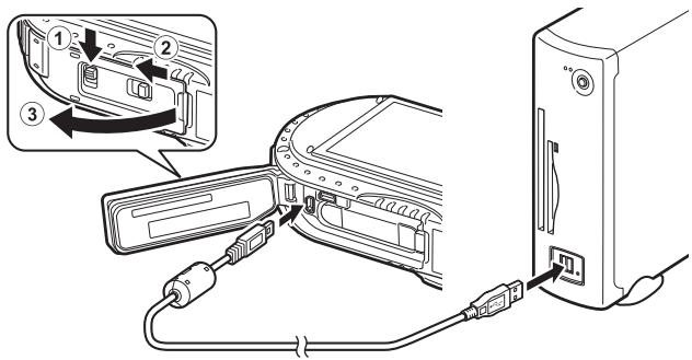 RICOH WG-5 - Raccordez l'appareil à l'ordinateur à l'aide du câble USB. - 1