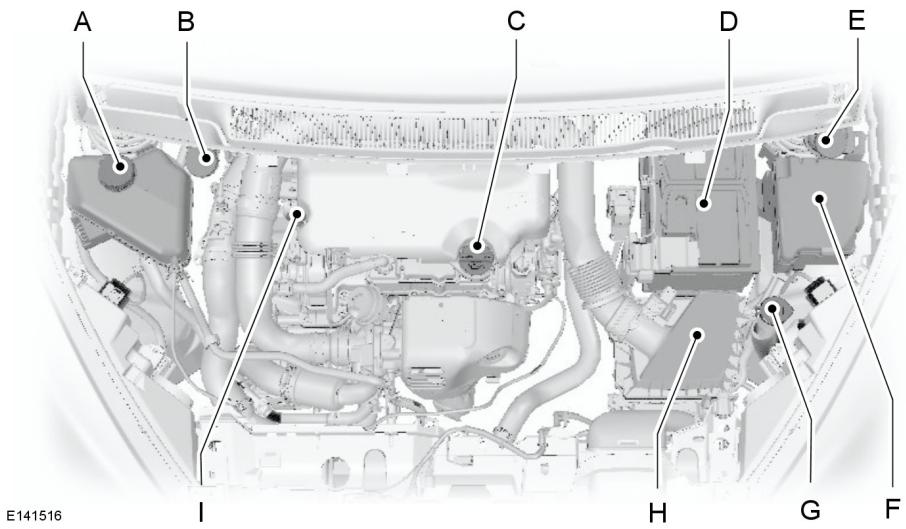 FORD B-MAX - VUE d'ensemble sous le CAPOT - 1.0l ecoboost (74kw/100ch)/1.0l ecoboost (90kw/120ch) - 1
