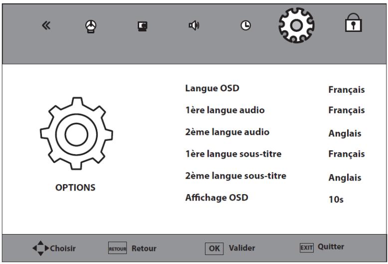 LISTO 21.5LEDHD-478, 21.5LEDHD-478, 31.5LEDUSB-615 - UTILISATION DU MENU OPTIONS - 1
