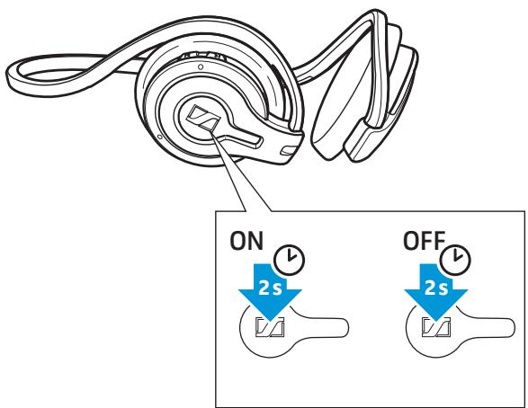 SENNHEISER MM 100 - Switching the headset on/off - 1
