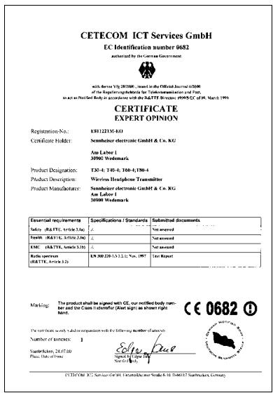 SENNHEISER RS 45 - Zulassung - 1