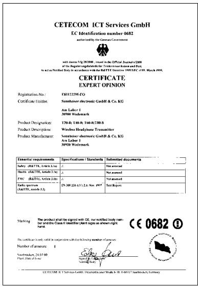 SENNHEISER RS 45 - Zulassung - 2