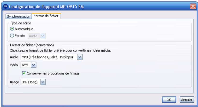 MPMAN MP MANAGER - Configurer le format de fichier - 1