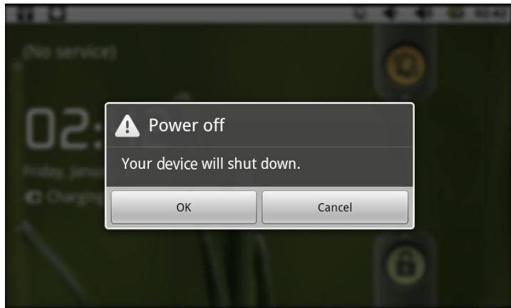 MPMAN MP720 - Turning the Tablet on and off - 2