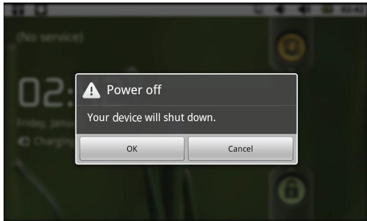 MPMAN MP827 - Turning the Tablet on and off - 2