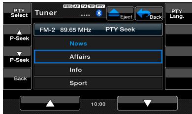 CLARION VZ402E - Fonction PTY (type de programme) - 1