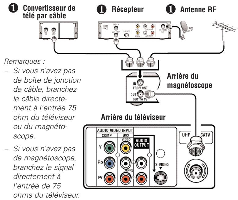 SANYO DS32225 - BRANCHEMENT DE LA CÁBLODISTRIBUTION, D'UNE ANTENNE RF, OU PARABOLIQUE AU TÉLÉVISEUR - 1
