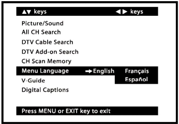 SANYO HT27546 - MENU LANGUAGE - 1