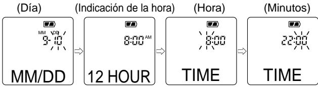 SANYO ICR-B31 - Modo de ajuste de fecha y hora: YEAR, MM/DD, 12 o 24 HOUR, TIME - 3