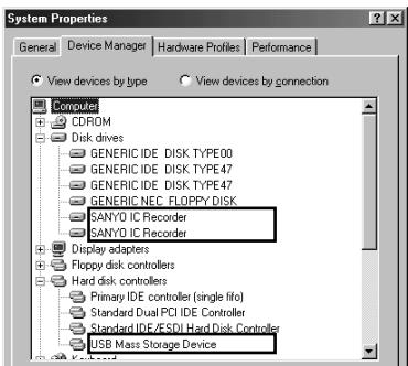 SANYO ICR-S700RM - Voici comment vérifier si le pilote USB a été installé correctement ou non - 1