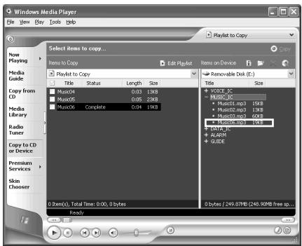 SANYO ICR-S700RM - Transférer des données à l'aide de media player - 7
