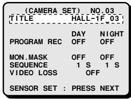 SANYO MPX-CD92 - Example: To set the title "HALL-1F" for camera 3 - 3