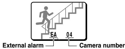 SANYO MPX-MD92 - Example: If an alarm trigger is received for camera 4 (in multi-display screen) - 1