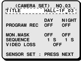 SANYO MPX-MD92 - Example: To set the title "HALL-1F" for camera 3 - 3