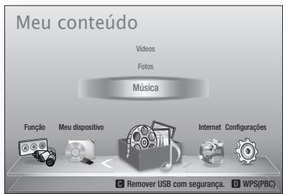 Meu conteúdo Videos Fotos Música Função Meu dispositivo Internet Configurações Remover USB com segurança. WPS(PBC)