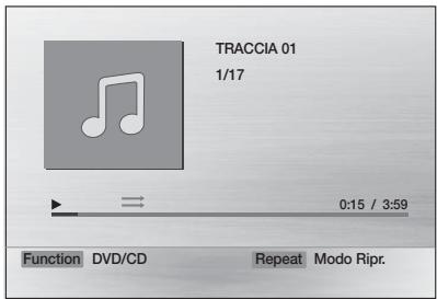 TRACCIA 01 1/17 0:15 / 3:59 Function DVD/CD Repeat Modo Ripr.