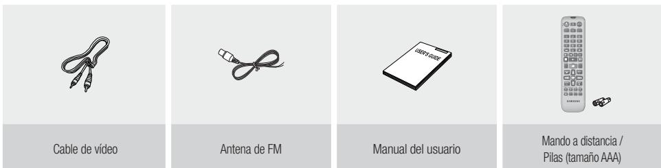 Cable de vídeo Antena de FM Manual del usuario Mando a distancia / Pilas (tamaño AAA)