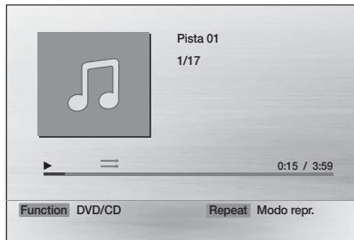 Pista 01 1/17 0:15 / 3:59 Function DVD/CD Repeat Modo repr.