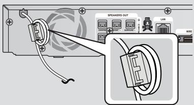 SAMSUNG HT-E4500 - Colocación del núcleo de ferrita toroidal en el cable de alimentación de la unidad principal - 1