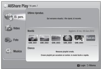 SAMSUNG HT-E4500 - Utilizzo della schermata AllShare Play - 1