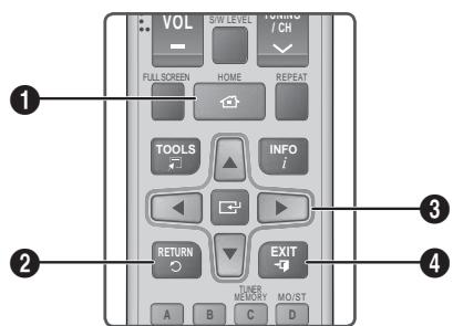 SAMSUNG HT-E4500 - Touches de la télécommande utilisées pour le menu Paramètres - 1