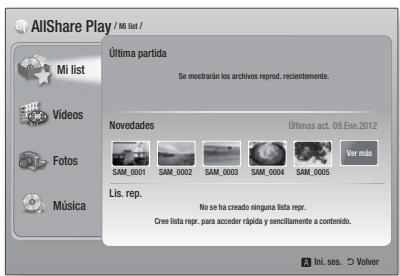 SAMSUNG HT-E4500 - Utilización de la pantalla de AllShare Play - 1