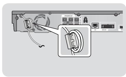 SAMSUNG HT-E5550 - Anbringen des Ferrit Ringkerns am Netzkabel des Hauptgeräts - 1
