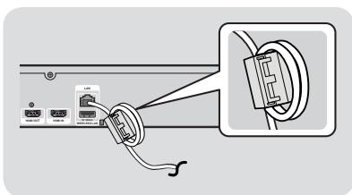 SAMSUNG HT-F5500 - Anbringen des Ferrit Ringkerns am LAN-Kabel des Geräts. - 1