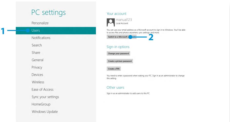 SAMSUNG NP-RV520E - Configuring your Microsoft Account - 1