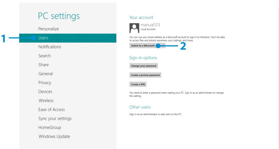 SAMSUNG NP510R5E - Configuring your Microsoft Account - 1