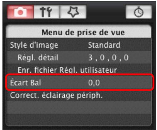 CANON EOS UTILITY VERSION 2.6 - Cliquez sur [Écart Bal]. - 1