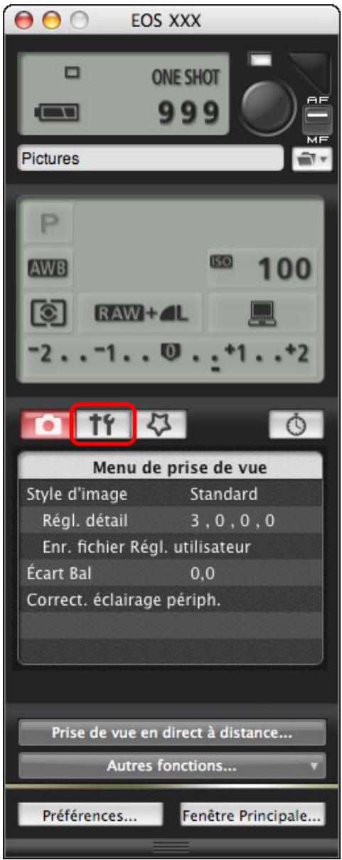 CANON EOS UTILITY VERSION 2.6 - Réglage du nom du propriétaire de l'appareil photo, de l'avis de droit d'auteur et de la date/heure - 2