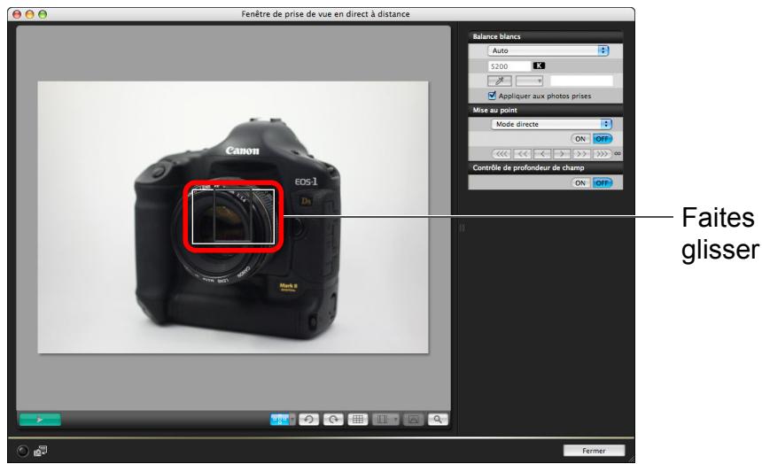 CANON EOS UTILITY VERSION 2.6 - Faites glisser le cadre d'affichage agrandi pour le déplacer sur l'emplacement que vous souhaitez mettre au point. - 1
