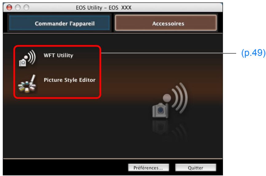CANON EOS UTILITY VERSION 2.6 - Liste des fonctions de la fenêtre principale - 2