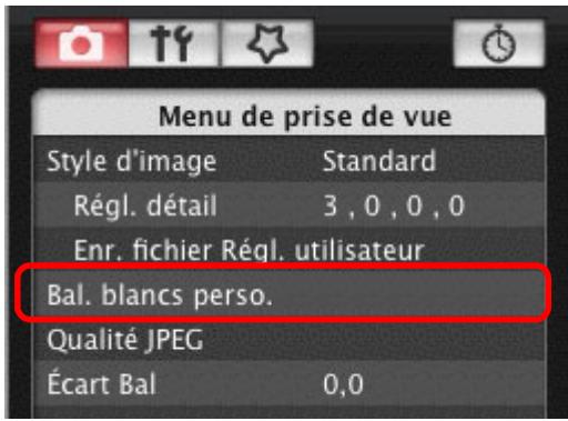CANON EOS UTILITY VERSION 2.6 - Cliquez sur [Bal. blancs perso.]. - 1