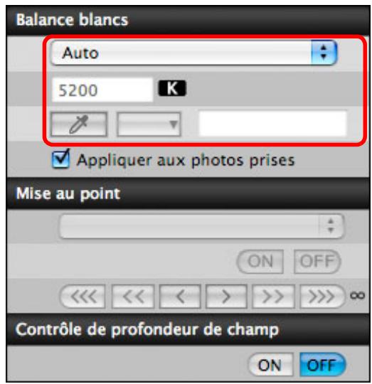 CANON EOS UTILITY VERSION 2.6 - Sélectionnez la balance des blancs que vous souhaitez appliquer à l'image. - 1