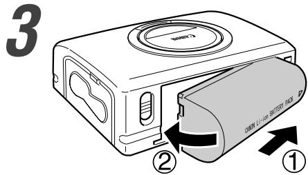 CANON CP-200 - Retirez le couvercle de la borne du pack batterie. - 2