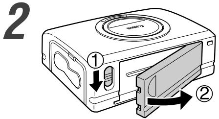 CANON CP-200 - Retire la tapa del terminal del paquete de baterías. - 1