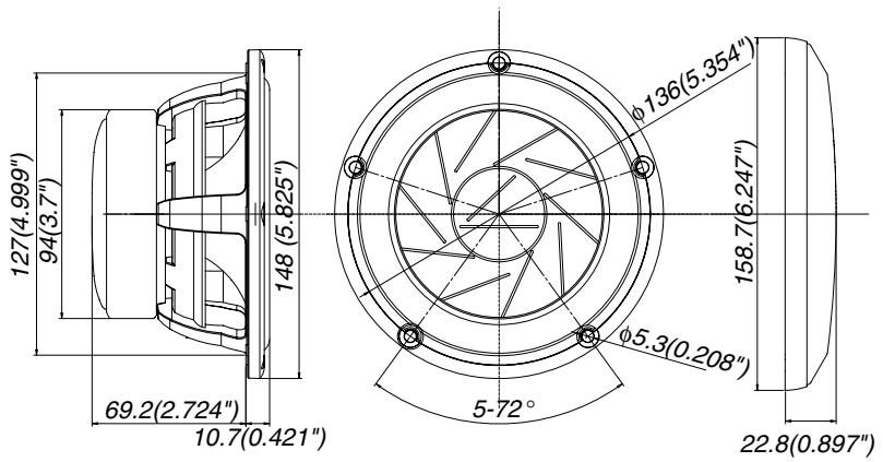ALPINE SPX-Z15M - Woofer dimensions / Dimensions du woofer - 1