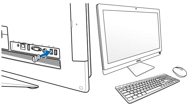 ASUS ET2700INTS - Connecting the wireless keyboard and mouse - 1