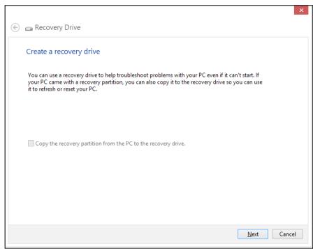 ASUS ET2220IUTI-B122K - To create a USB recovery drive: - 1