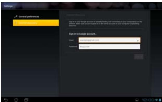 ASUS TF700T-1I0 - To set up Internet Discovery on your ASUS Transformer Pad: - 1